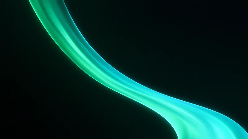 Beam Mac wallpaper: teal ribbon on black