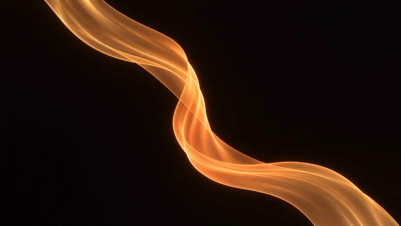 Ember Mac wallpaper: amber ribbon on black